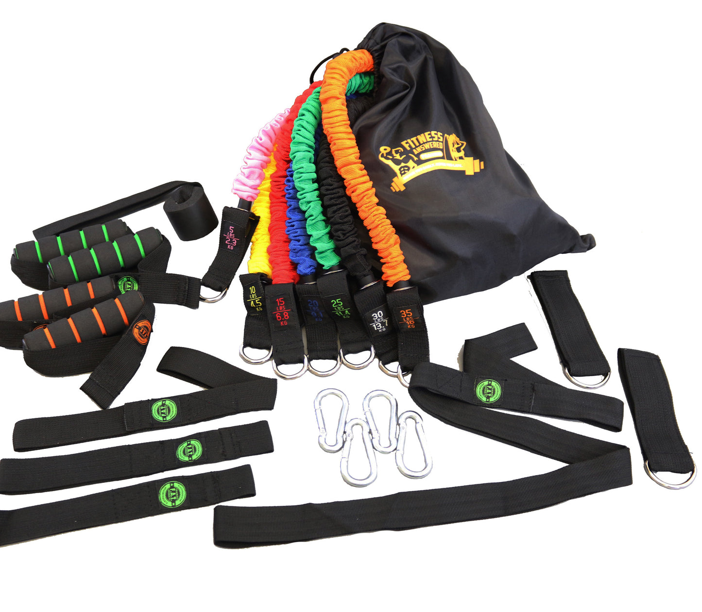 Resistance Bands | Exercise Bands Set - 7 SNAP PROOF Fitness Bands with Handles | Equipment Kit Great For Arms | Workout Legs and Butt