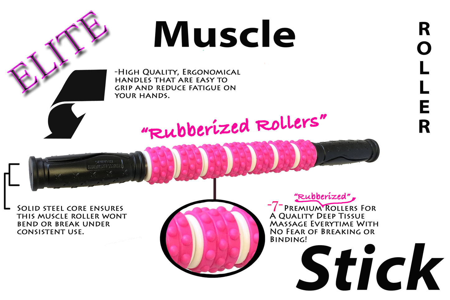 The Muscle Stick - Elite "Rubber" Soft Massage Roller - 6 Colors Available