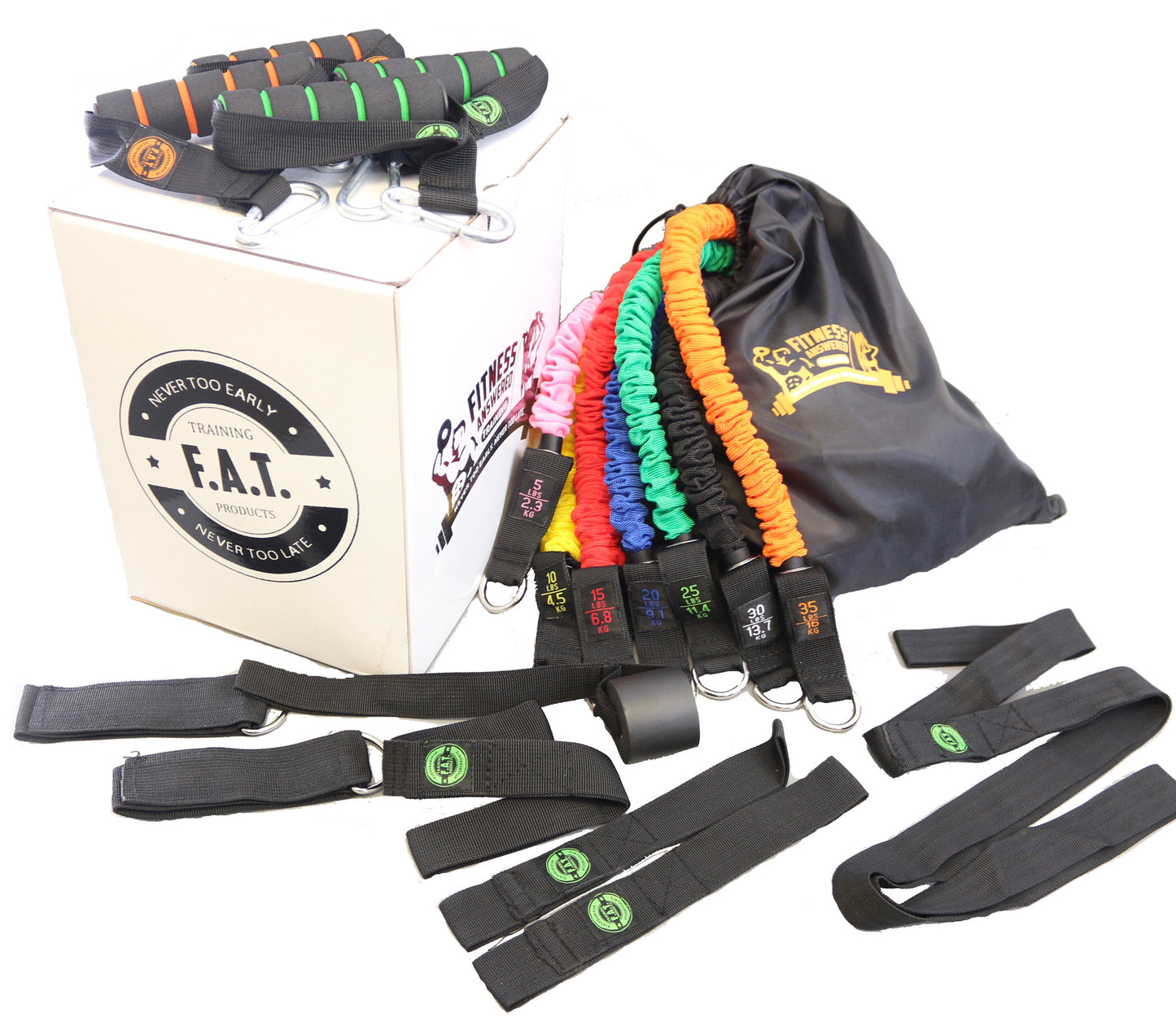 Resistance Bands | Exercise Bands Set - 7 SNAP PROOF Fitness Bands with Handles | Equipment Kit Great For Arms | Workout Legs and Butt